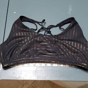 Bathing suit top. Black with gold striped. By Joy Lab..Extra Large.